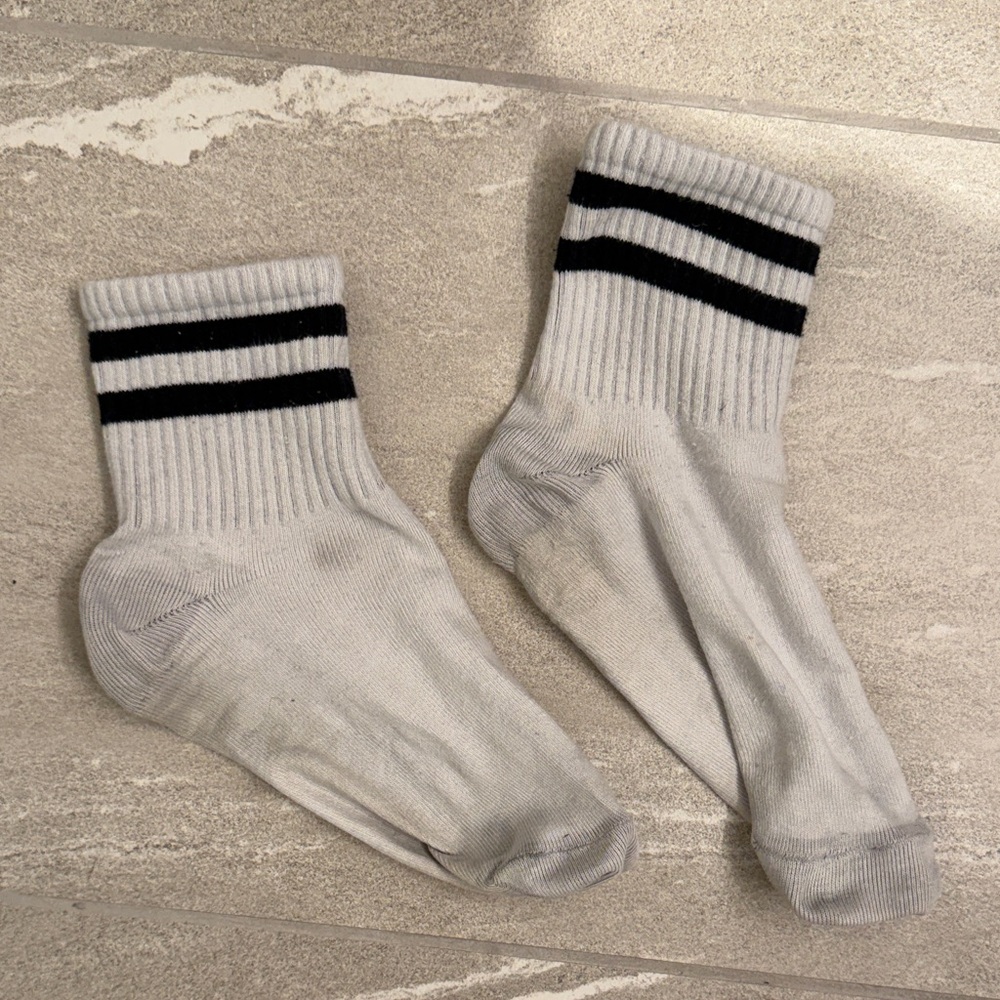 White and Black Striped Men's Tube Socks